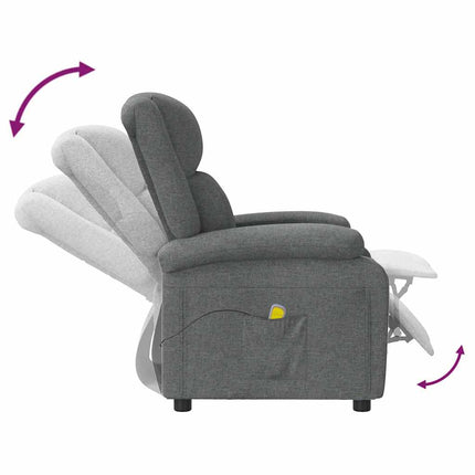 Massagefåtölj mörkgrå tyg