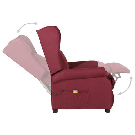 Massagefåtölj vinröd tyg