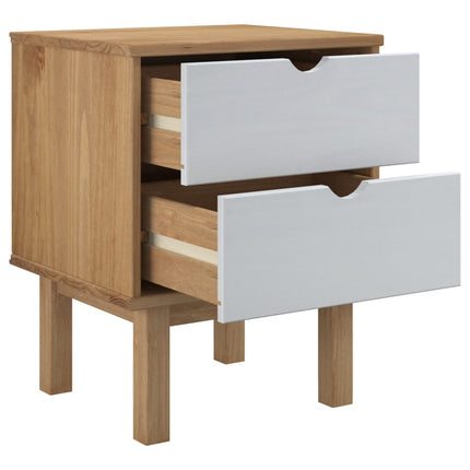 Sängbord OTTA brun&vit 45x39x57cm massiv furu