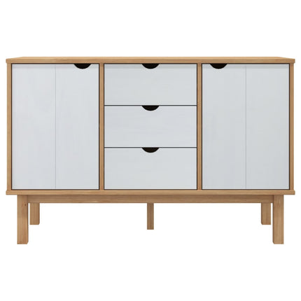 Skänk OTTA brun&vit 113,5x43x73 cm massiv furu