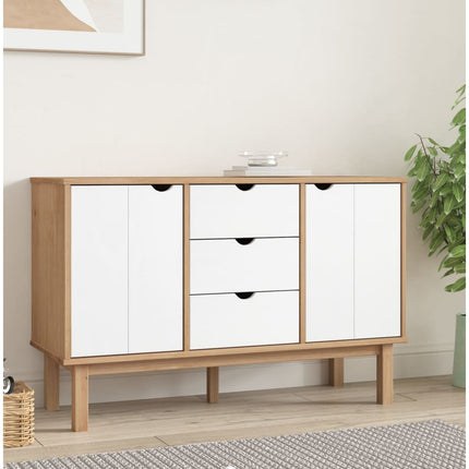 Skänk OTTA brun&vit 113,5x43x73 cm massiv furu