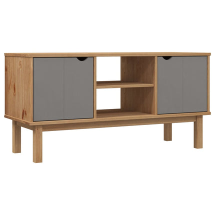 Tv-bänk OTTA brun&grå 113,5x43x57 cm massiv furu