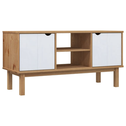 Tv-bänk OTTA brun&vit 113,5x43x57cm massiv furu
