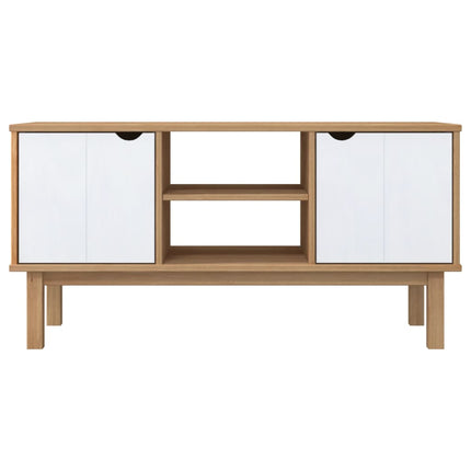 Tv-bänk OTTA brun&vit 113,5x43x57cm massiv furu