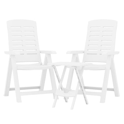 Matgrupp för trädgården 3 delar vit polypropen