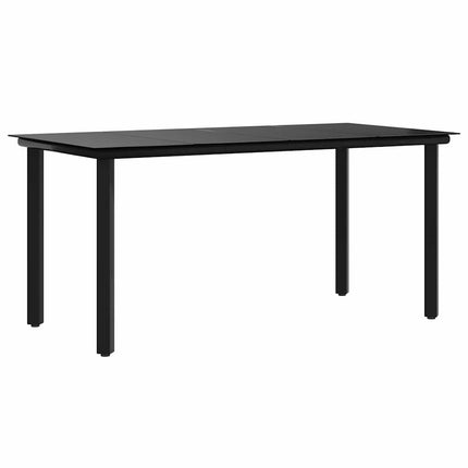 Trädgårdsbord svart 160x80x74 cm härdat glas