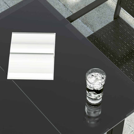 Trädgårdsbord svart 160x80x74 cm härdat glas