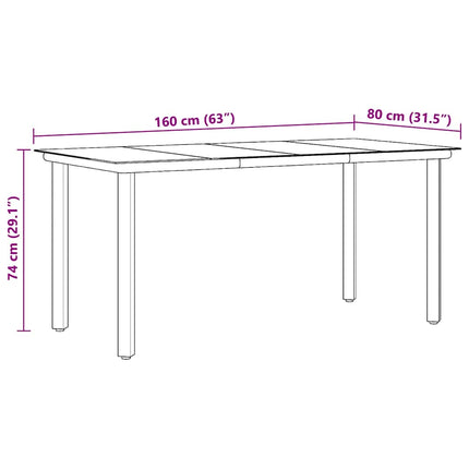 Trädgårdsbord svart 160x80x74 cm härdat glas