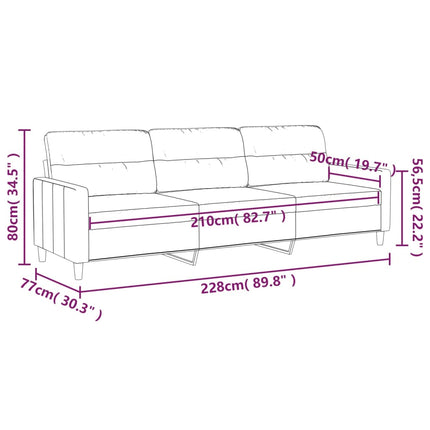 3-sitssoffa mörkgrå 210 cm tyg