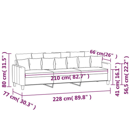 3-sitssoffa ljusgrå 210 cm tyg