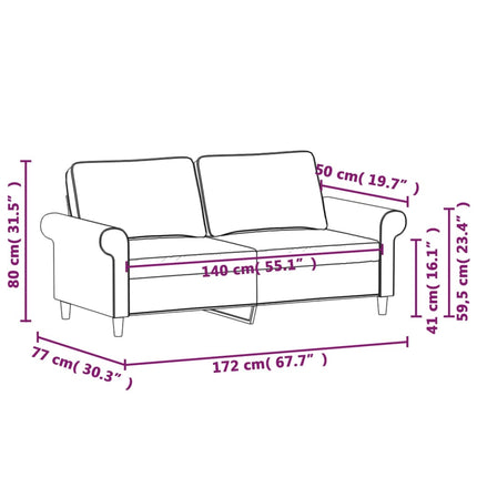 Soffa 2-sits mörkgrå 140 cm tyg
