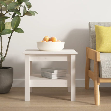 Soffbord vitt 45x45x40 cm massivt trä furu