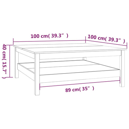 Soffbord 100x100x40 cm massivt trä furu