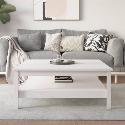 Soffbord vitt 100x100x40 cm massivt trä furu