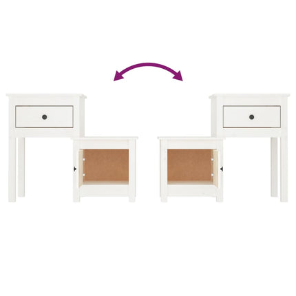Sängbord vit 79,5x38x65,5 cm massiv furu