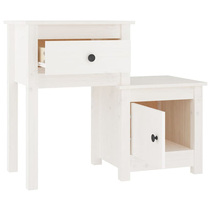 Sängbord 2 st vit 79,5x38x65,5 cm massiv furu
