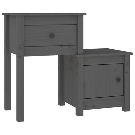 Sängbord 2 st grå 79,5x38x65,5 cm massiv furu