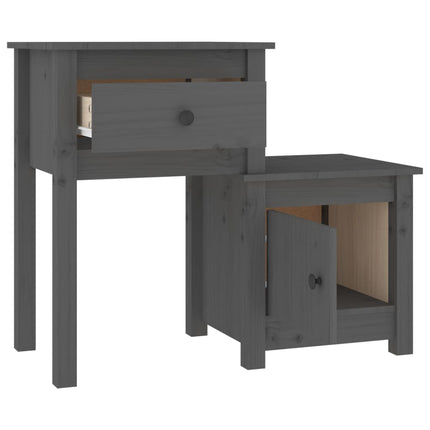 Sängbord 2 st grå 79,5x38x65,5 cm massiv furu