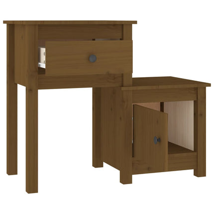 Sängbord honungsbrun 79,5x38x65,5 cm massiv furu