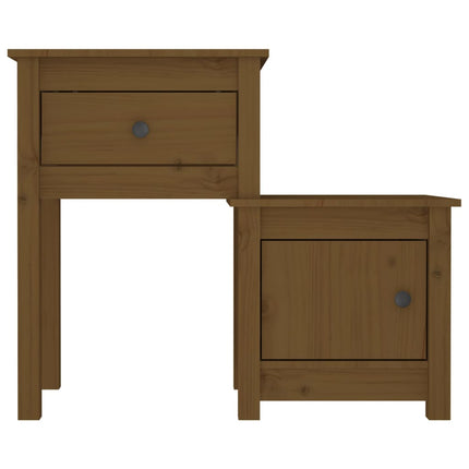 Sängbord honungsbrun 79,5x38x65,5 cm massiv furu