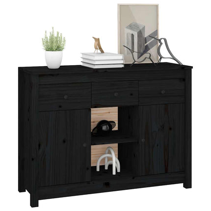 Skänk svart 100x35x74,5 cm massiv furu