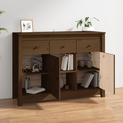 Skänk honungsbrun 100x35x74 cm massiv furu