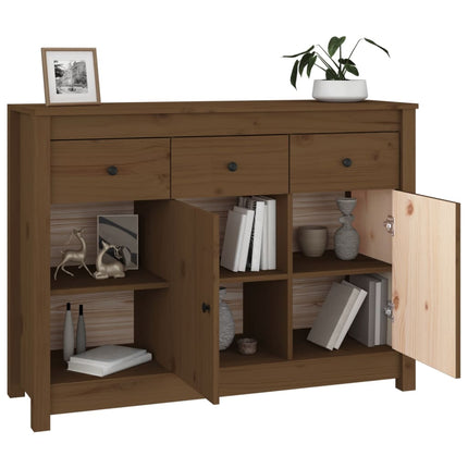 Skänk honungsbrun 100x35x74 cm massiv furu
