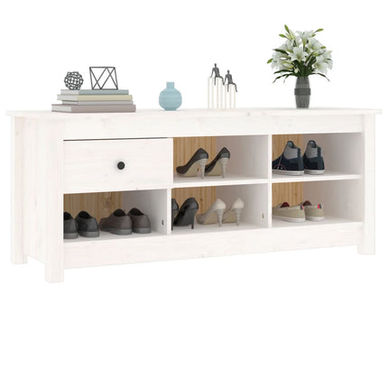 Skoskåp vit 110x38x45,5 cm massiv furu