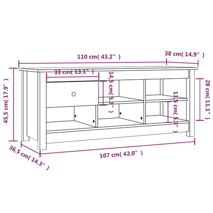 Skoskåp vit 110x38x45,5 cm massiv furu