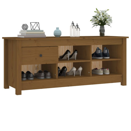 Skoskåp honungsbrun 110x38x45,5 cm massiv furu