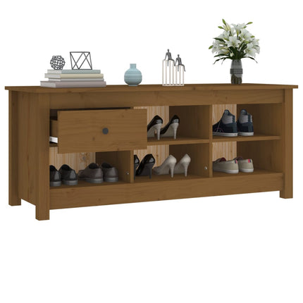 Skoskåp honungsbrun 110x38x45,5 cm massiv furu