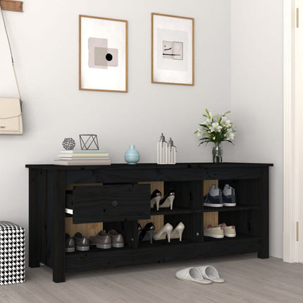 Skoskåp svart 110x38x45,5 cm massiv furu
