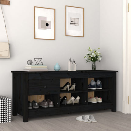 Skoskåp svart 110x38x45,5 cm massiv furu