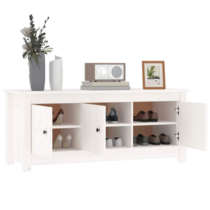 Skoskåp vit 110x38x45,5 cm massiv furu