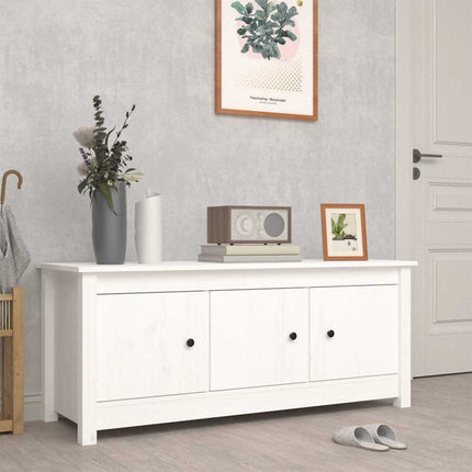 Skoskåp vit 110x38x45,5 cm massiv furu