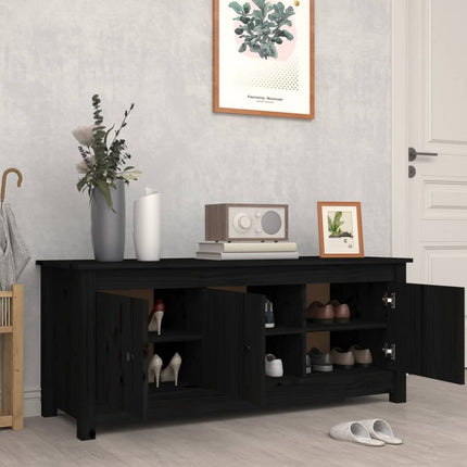 Skoskåp svart 110x38x45,5 cm massiv furu