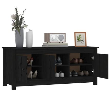 Skoskåp svart 110x38x45,5 cm massiv furu