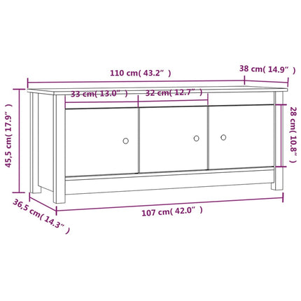 Skoskåp svart 110x38x45,5 cm massiv furu