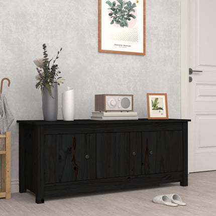 Skoskåp svart 110x38x45,5 cm massiv furu