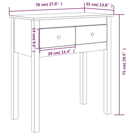 Konsolbord vit 70x35x75 cm massiv furu