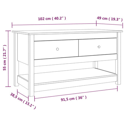 Soffbord 102x49x55 cm massiv furu