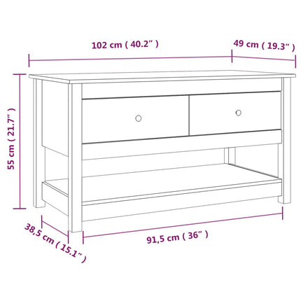 Soffbord svart 102x49x55 cm massiv furu