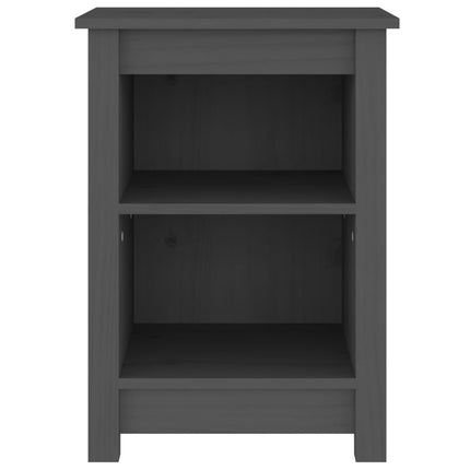 Sängbord Grå 40x35x55 cm massivt furuträ