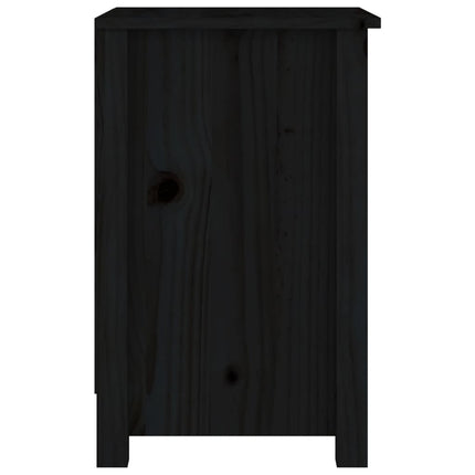 Sängbord Svart 40x35x55 cm massivt furuträ