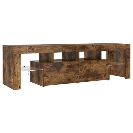 Tv-bänk med LED-belysning rökfägrad ek 140x36,5x40 cm