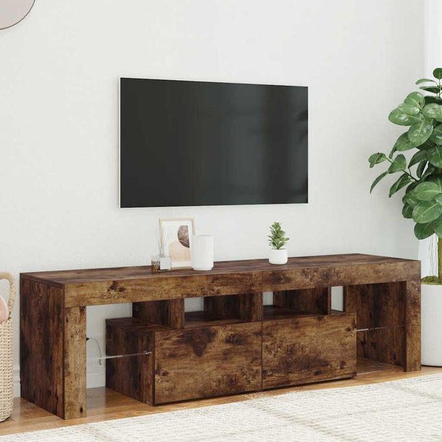 Tv-Bänk Med Led-Lampor 140X36,5X40 Cm Konstruerat Trä