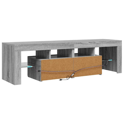 Tv-bänk med LED-belysning grå sonoma 140x36,5x40 cm
