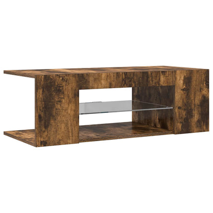 Tv-bänk med LED-belysning rökfärgad ek 90x39x30 cm
