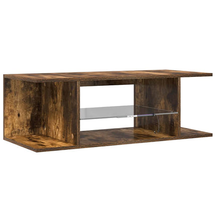 Tv-bänk med LED-belysning rökfärgad ek 90x39x30 cm