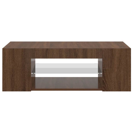 Tv-bänk med LED-belysning brun ek 90x39x30 cm